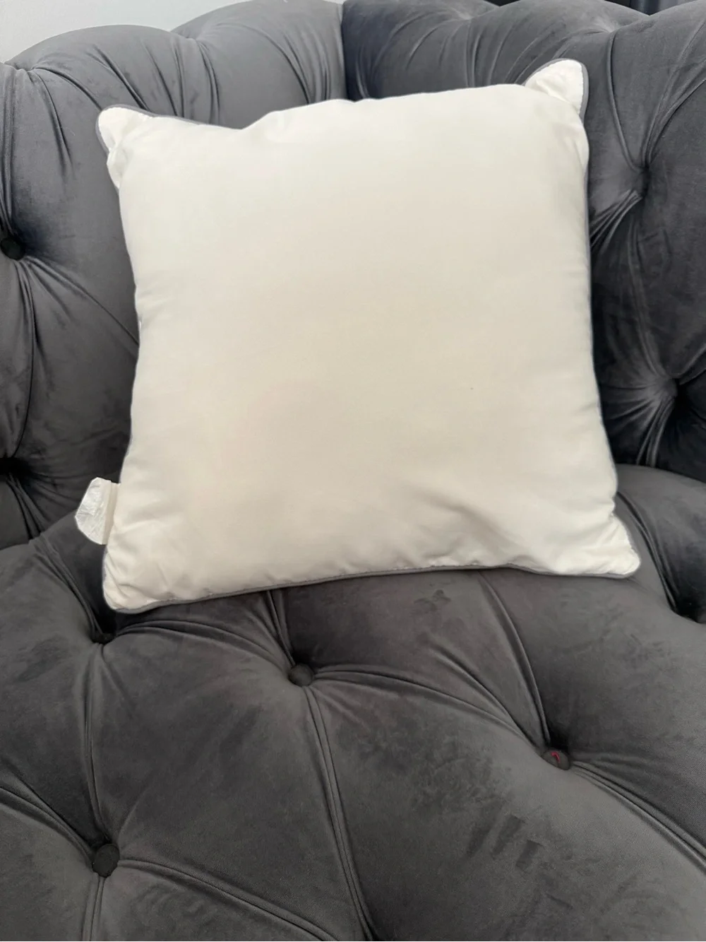 Ivory Gray Embroidered Decorative Throw Pillow 17x17 Damask Accent Cushion